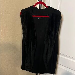 Alfani Black Vest with Faux Fur Accents